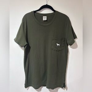 PINK Victoria's Secret Green Casual Short Sleeve Tee